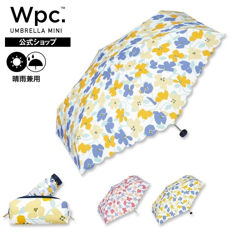 Wpc. Mini Folding Umbrella Floral Pattern UV Protection Rain & Sun Parasol Compact Lightweight Pink Blue Japan