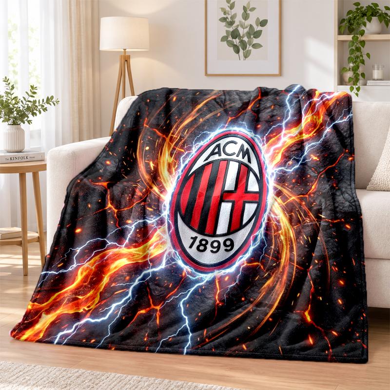 AC Milan Printed Flannel Blanket Warm Comfort Bed Throw For Indoor Home Decoration