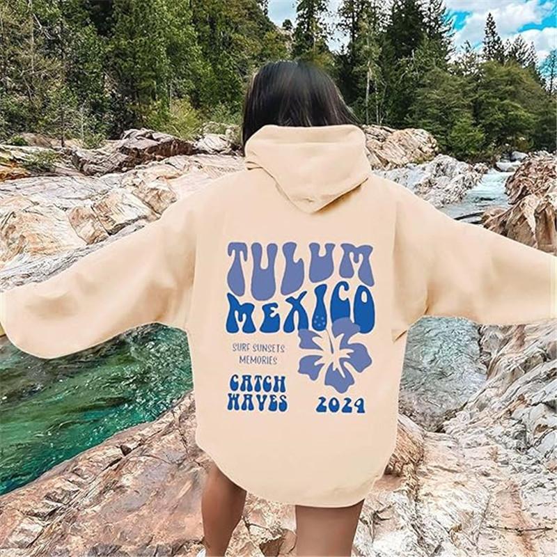 New S--5XL European Size Women's Shoulder Sleeves Threaded Cuffs Hem Sweater Hoodie Oversized Letter Printing