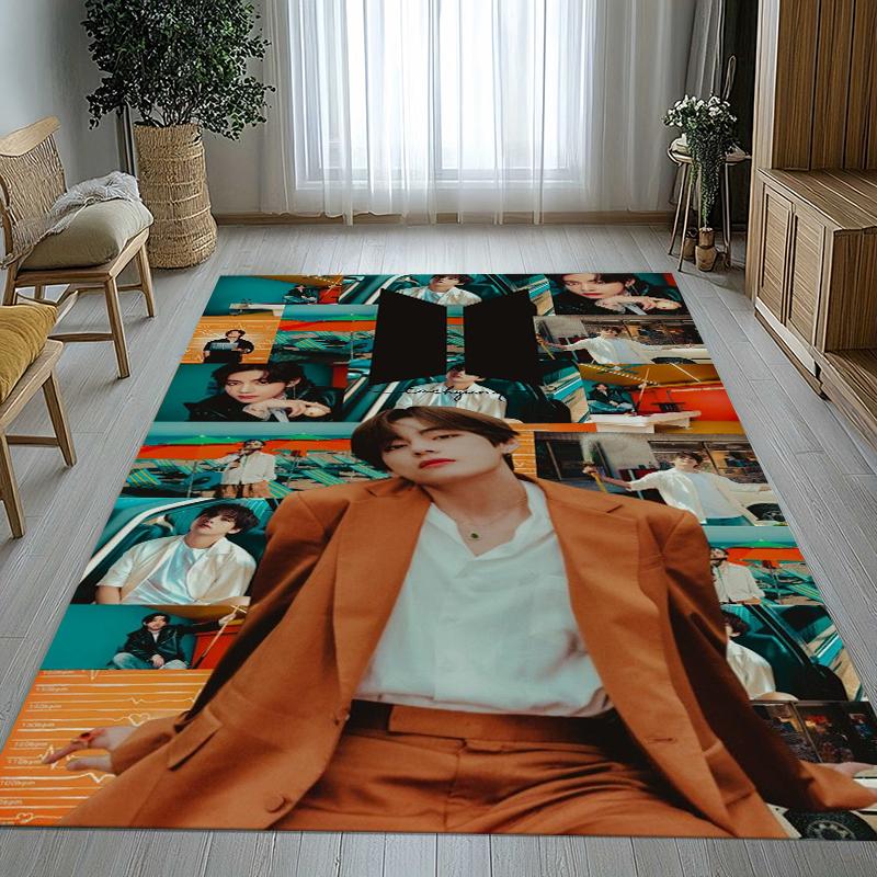 Kim Tae Hyung V Kpop B-BTS Living Room Non-Slip Area Rug Soft Carpet for Bedroom Kids Playroom Sofa,Home Decor Doormat Gift