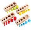 Montessori Kid Matching Toys Colorful Socket Cylinder Set Beech Wood Multicolor Blocks Early Educational Math Teaching Toys