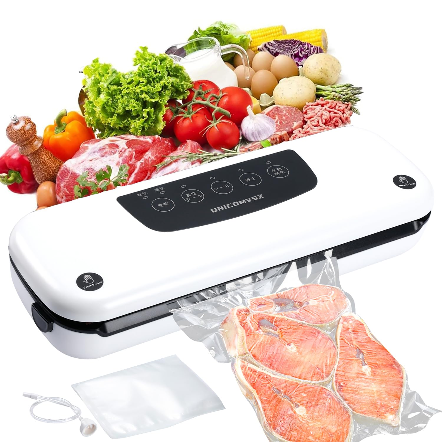 

UNICOMVSX вакуумная упаковка многофункциональная пищевая 60kPa сильная автоматическая вакуумная упаковка 30 см герметичный сбор воды коммерческий дом подходит для 10 вакуум