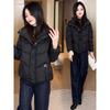 Womens Short Puffer Jacket Winter 2026 Thick Warm Cotton-Padded Coat Stand Collar Zip Front Casual Style