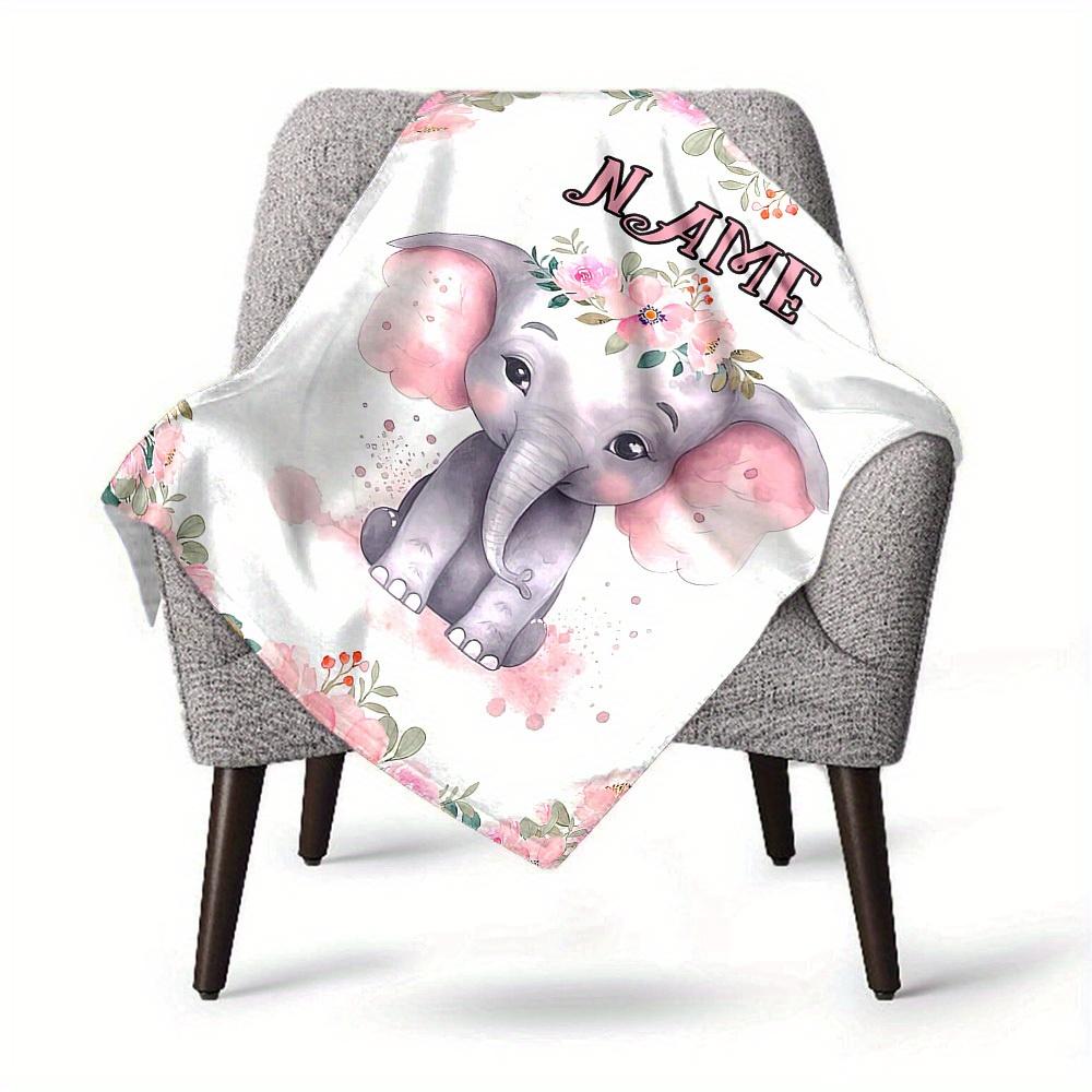 Elephant With Flower Crown Home Customize Your Name Blankets Comfortable Soft Lightweight Multiseasonal Blanket For Picnics Sofas Offices Beds Living