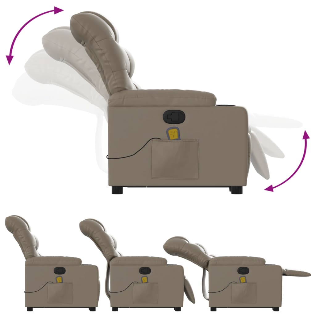 Massage Chair with Rising Function Cappuccino Brown Faux Leather