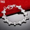 925 Sterling Silver Simple Multi-Layered Twisted Braided Side Chain Atmospheric Bracelet Gift Jewelry