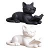 Bookshelf Decorative Accents 3D Printed Reading Cat Figurine, Statue with Eyeglasses, Creative Birthday Gifts Animal Desktop Ornament for Home Office