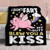 Pink Pig Flower Rose Flannel Blanket for Bed Sofa Portable Soft Fleece Throw Blankets Funny Plush Bedspread Queen King Twin Size