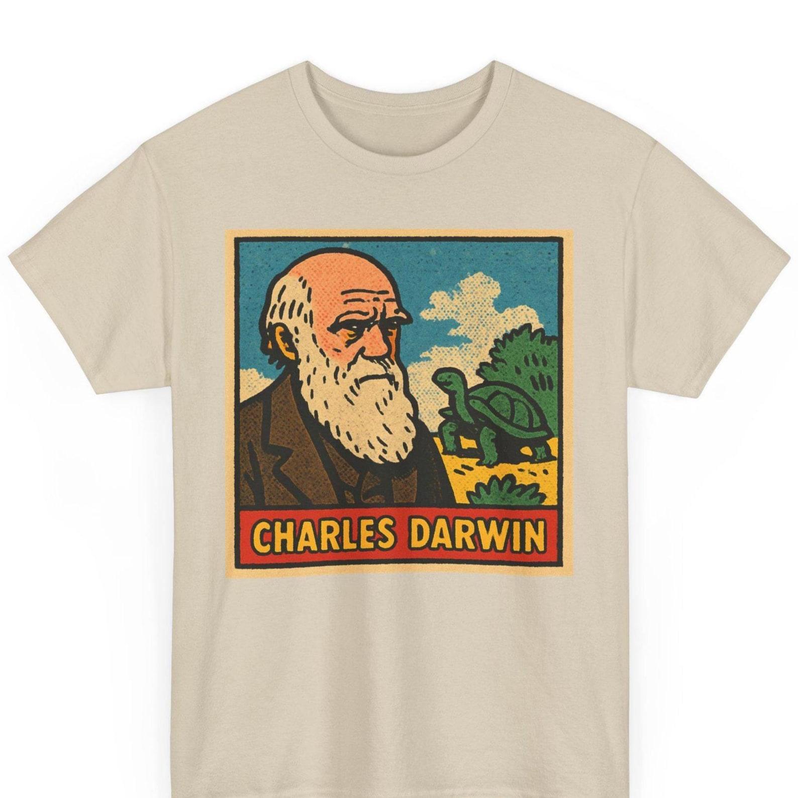 Charles Darwin Comic T-Shirt: Retro Science Graphic Tee 3XL