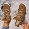 Women's Fluffy Plush Winter Boots Thick Warm Fleece Lined Comfortable Flat Ankle Boots