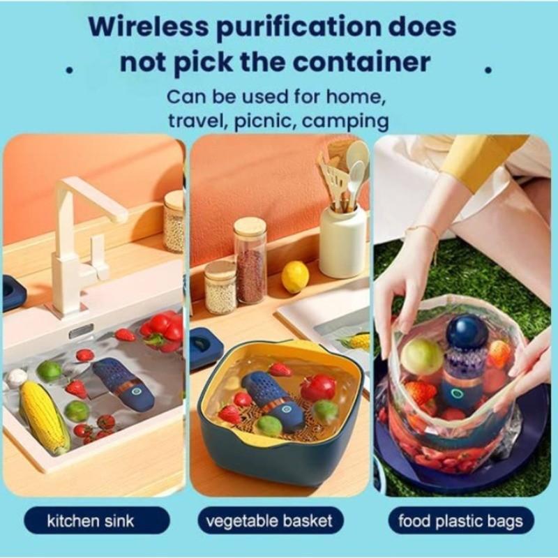 Lavadora de Frutas y Verduras Inalámbrica tipo Cápsula Hogareña Esterilización Purificador de Materiales Alimentarios Limpiador de Verduras