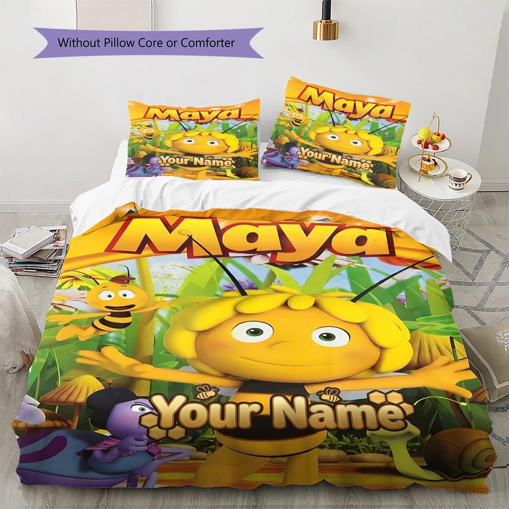 Artwork Custom Name Pattern Bedding Quilt Set Quilt Cover Pillowcase Home Birthday Gift(1 * Duvet Cover + 2 * Pillowcase, Without Core)