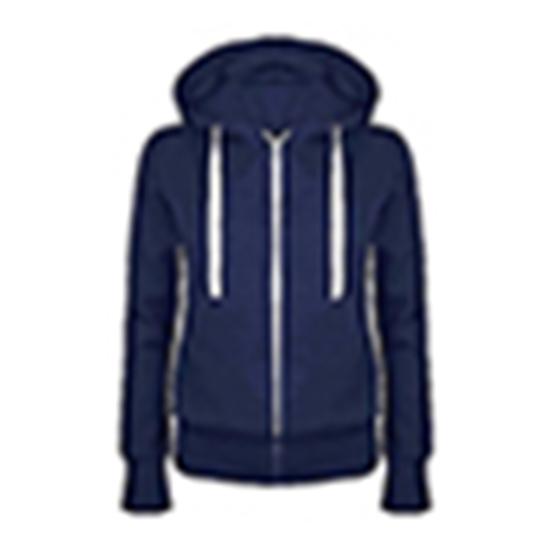 Fashion Lady Solid Color Long Sleeve Hooded Pocket Zip Up Casual Coat Sweatshirt