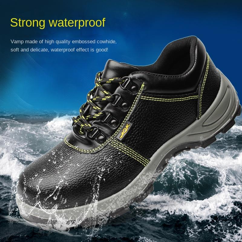 Steel Toe Cap Anti-Smashing Puncture Wear-Resistant Rubber Sole with Tongue Labor Protection Shoes Men's Low Top