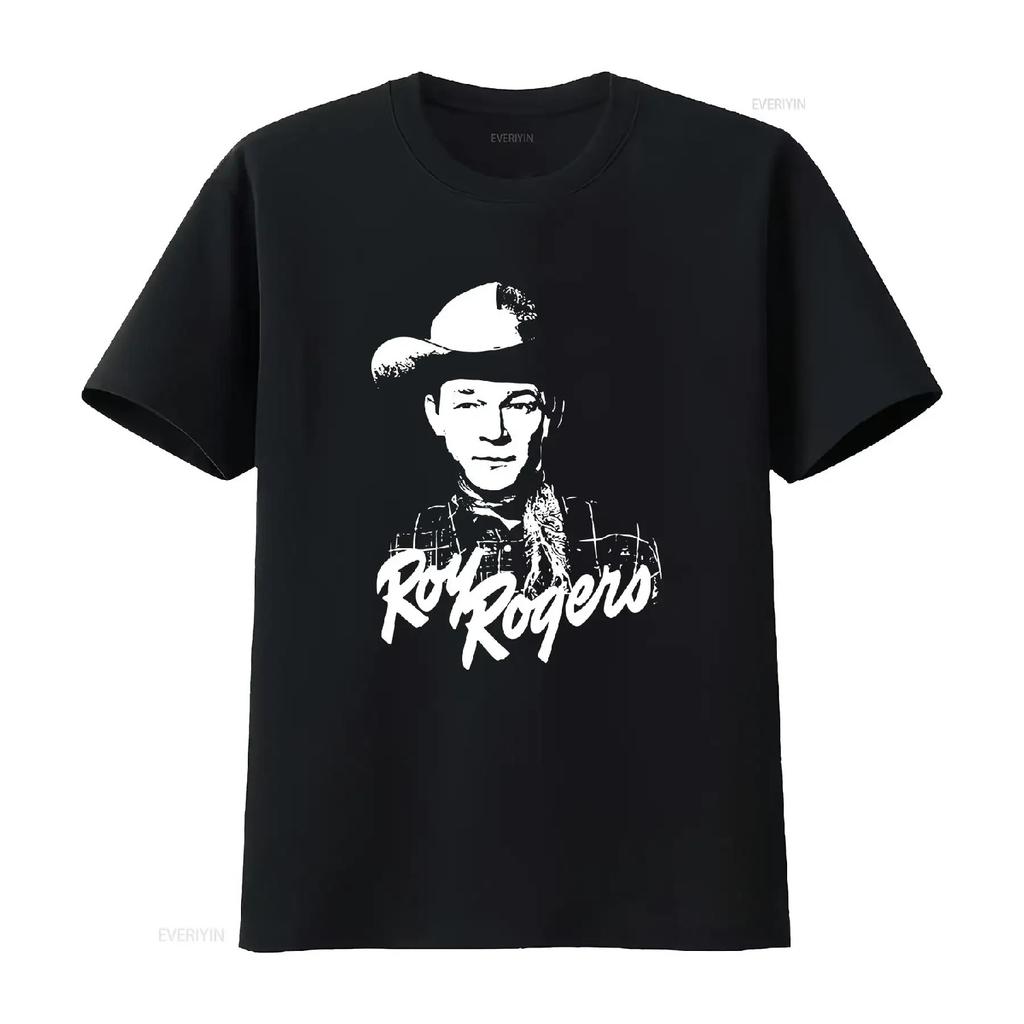 Roy Rogers Portrait T Shirt Black vintage Washed Top For Everyday Wear Versatile Stretched Slightly designer clothes