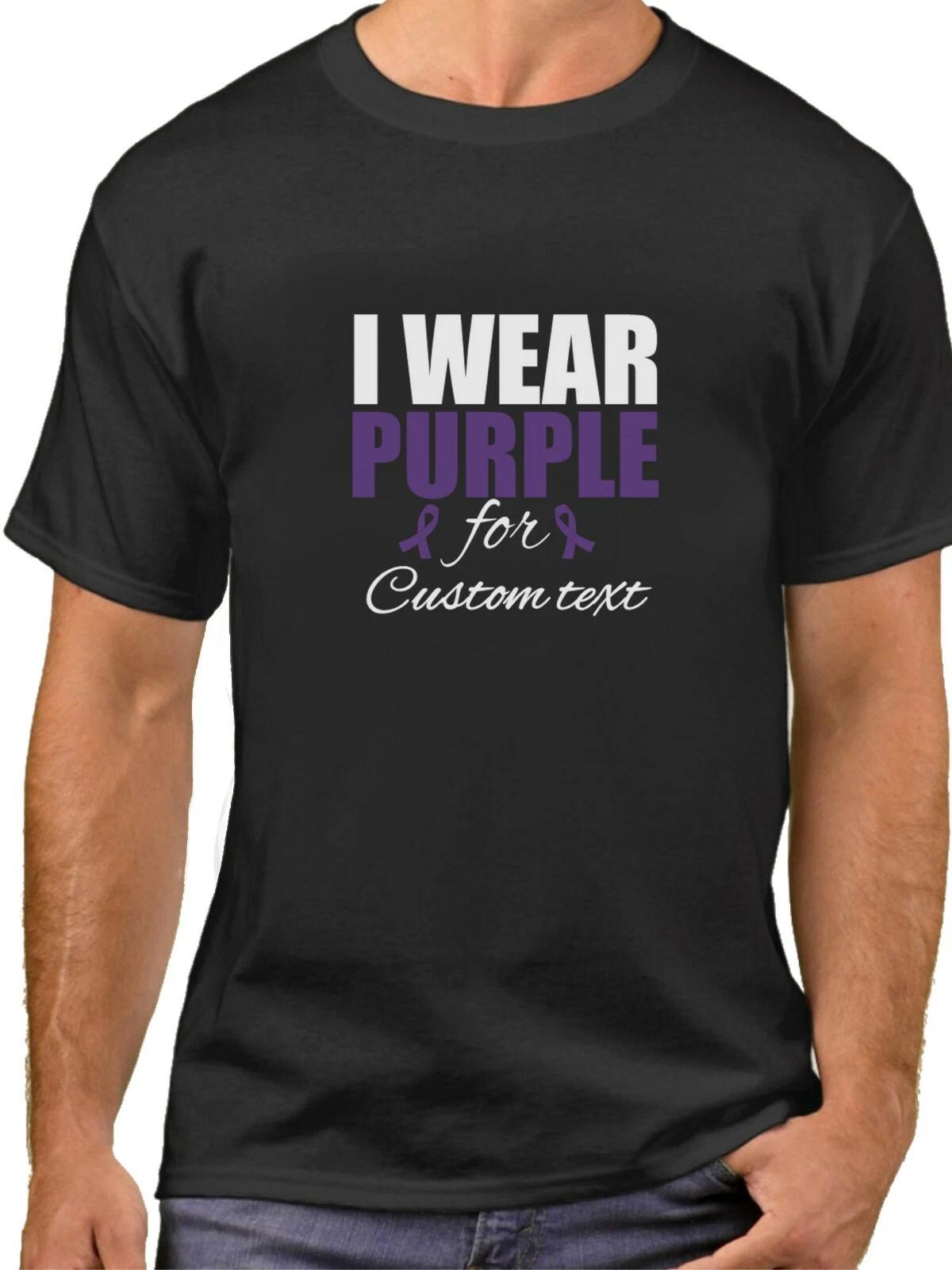 I Wear Purple For CUSTOM Text Shirt Ribbon Epilepsy Awareness Pancreatic Cancer 4XL