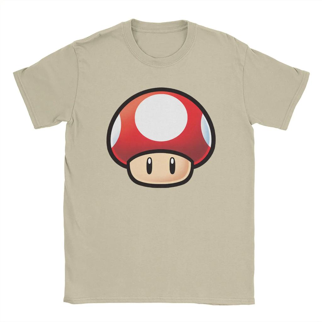 Miniso Camisetas Rojas Champiñón Mario Hombre Mujer Algodón Camisetas Vintage Cuello Redondo Camisetas Manga Corta Ropa Estampado