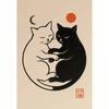 Cute Japanese Black Cat Wall Art,Vintage Ukiyoe Food Noodle Sushi Kitty Canvas Prints,Kitchen Bedroom Home Decor Cat Lover Gifts