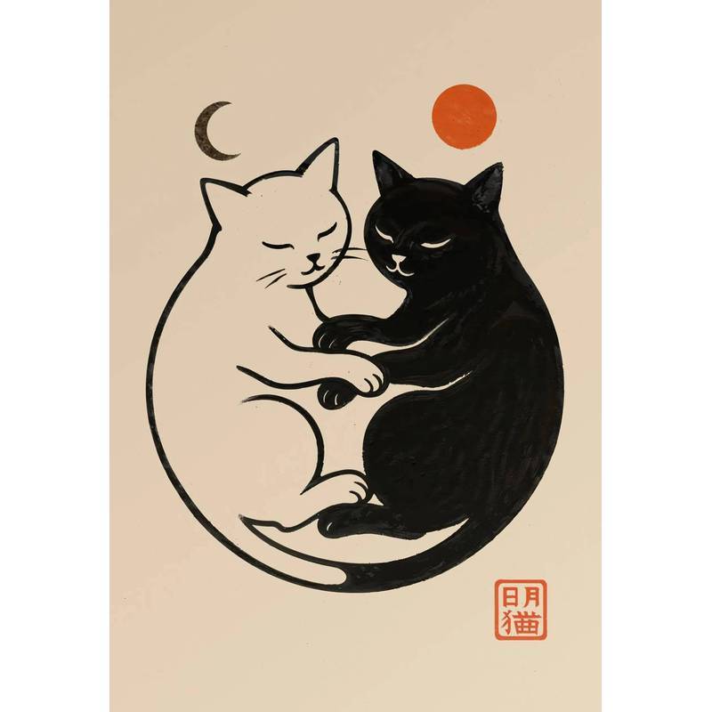 Cute Japanese Black Cat Wall Art,Vintage Ukiyoe Food Noodle Sushi Kitty Canvas Prints,Kitchen Bedroom Home Decor Cat Lover Gifts