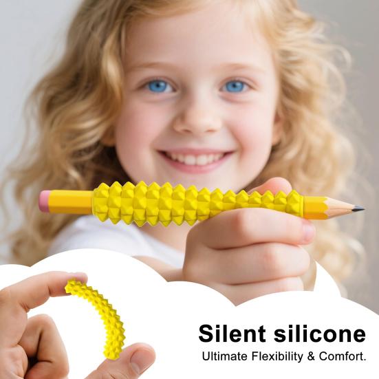 Yousheng 4Pcs Textured Silicone Pencil Grips for Stress Relief Sensory Fidget Sleeves Quiet Classroom Fidget Tool for Home School Office Travel