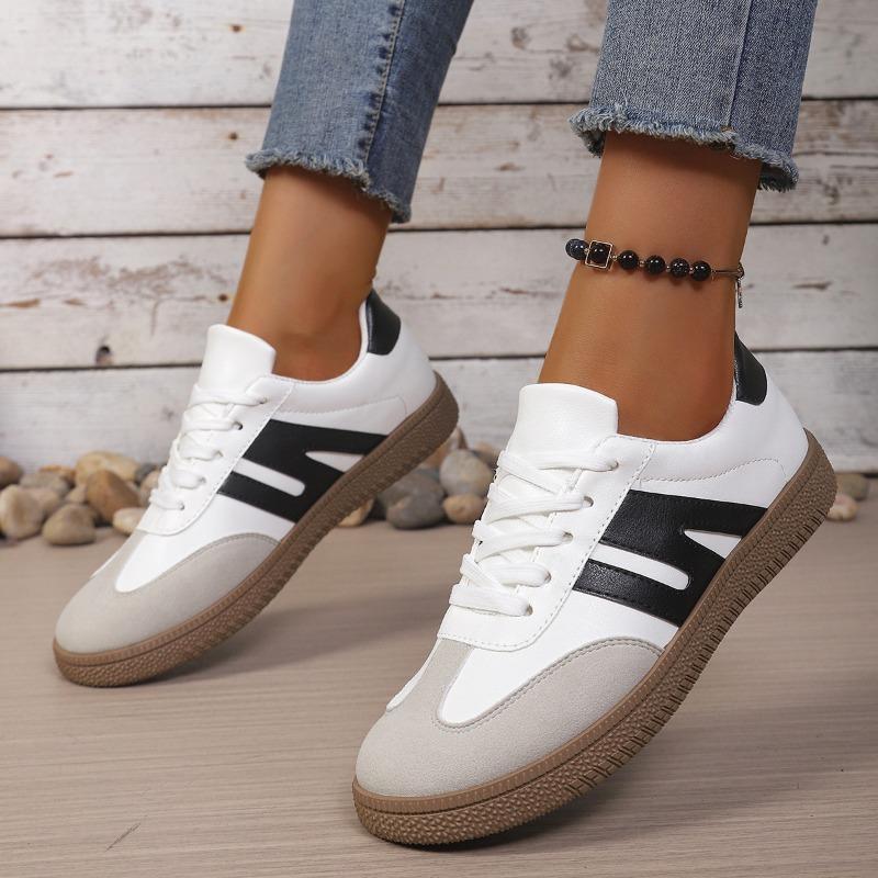 Women's Spring Flat Breathable Soft-Soled Versatile White Casual Sports Board Shoes, Training Style.