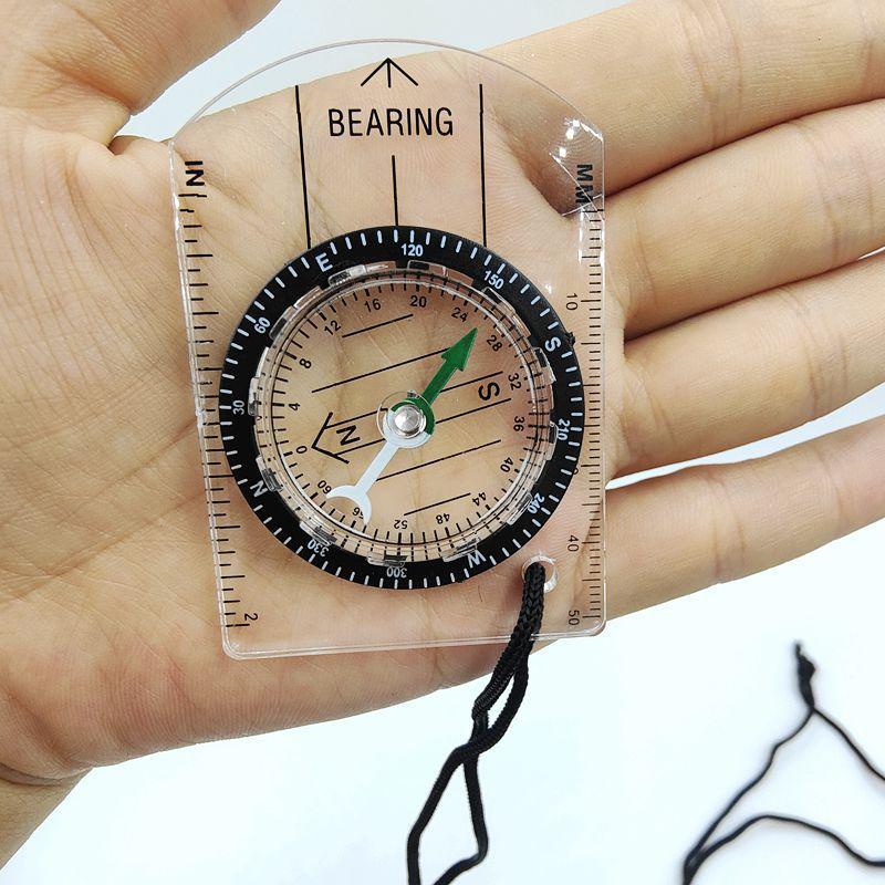 Clear Mini Acrylic Map Scale Compass with Lanyard - Portable Multifunctional Navigation Tool