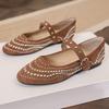 Fashion Retro Rivet Mary Jane Shoes Women Belt Buckle Shallow Round Toe Single Shoes Female Fashion Suede Elegant Dress Shoes Ladies