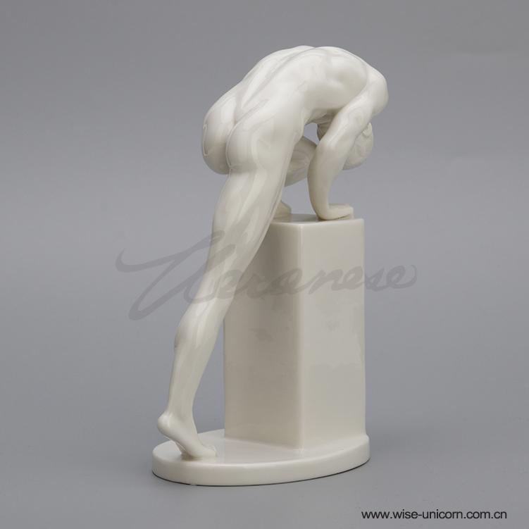 Creative Ceramic Nude Male Sculpture Decor Naked Body Art Statue Crossed Man Figurine Nordic Office Home Decoration Crafts Gift