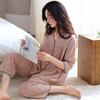 Women's Three-Quarter Sleeve Cotton Gauze Pajamas, Spring/Autumn 2025 Collection, Pure Cotton Home Wear 