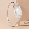 Fashion 925 Silver Cuff Bracelet For Woman Open Luxury Leaf Shaped Adjustable Charm Bangle Bracelets Party Jewelry Gift