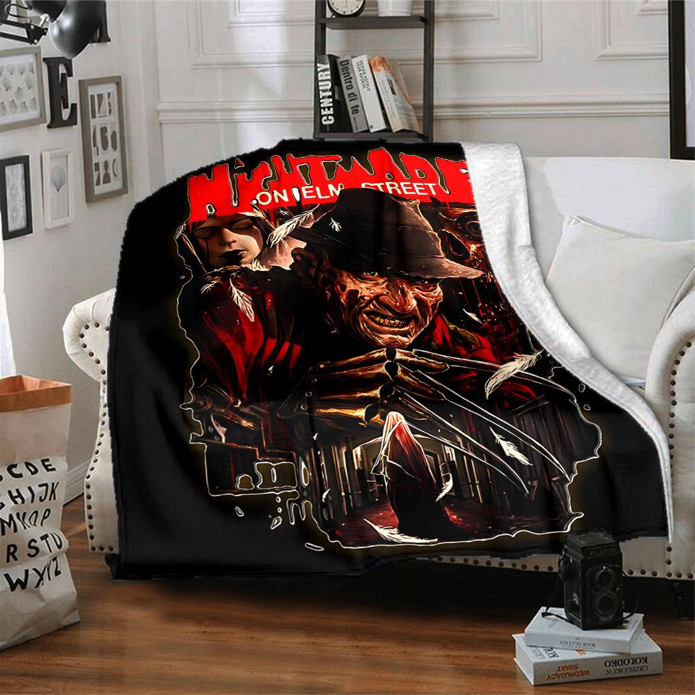 1pc A Nightmare on Elm Street Flannel Throw Blanket - HD Printed Lightweight Soft Warm All-Season Blanket for Sofa, Bed, Travel, Camping 072