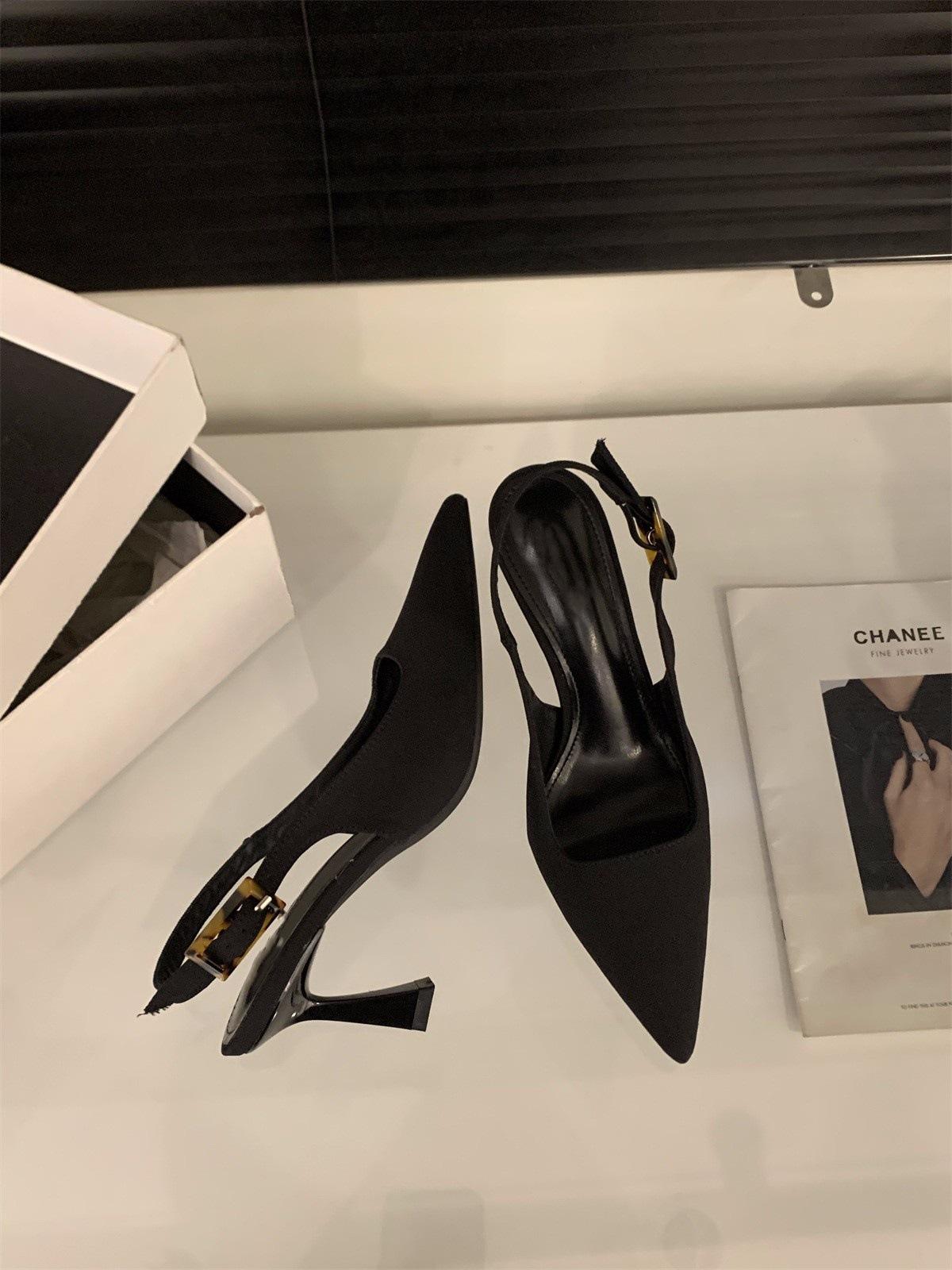 

Нишевые туфли на высоком каблуке с леопардовым принтом, тонкий каблук, сандалии с закрытым носком, туфли феи, весенний темперамент, остроносые туфли-лодочки 35 чёрный