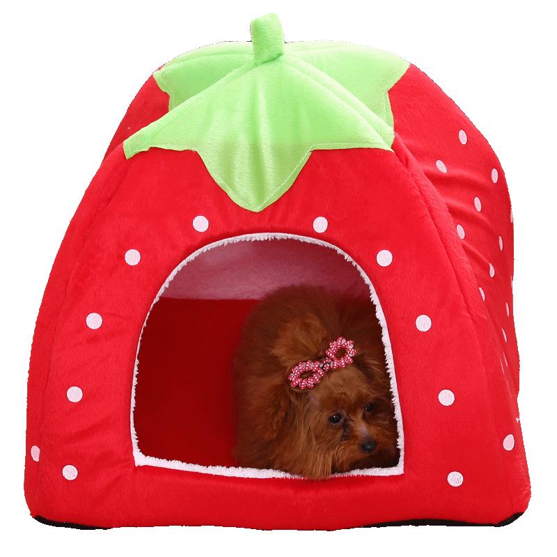 Pet Bed Tent: Mongolian Yurt Strawberry Design for Dogs and Cats