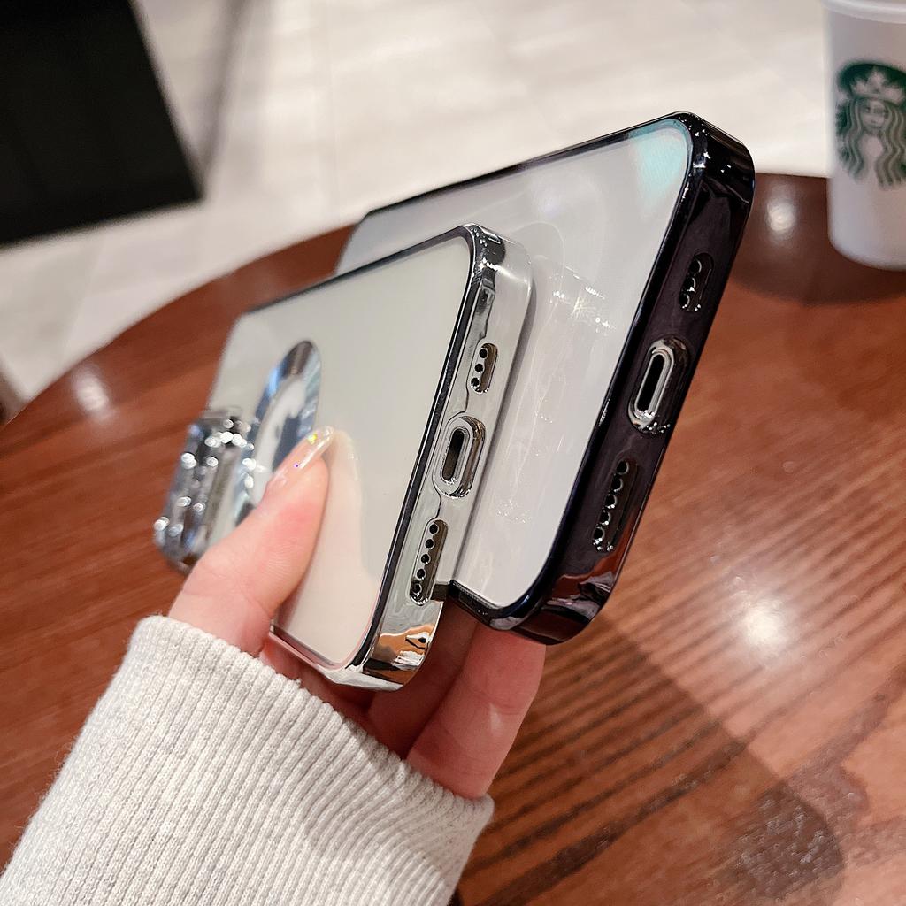 Luxury Plating Charm Logo Hole Hollow Case For iPhone 14 13 11 12 Pro XR X XS Max 7 8 Plus SE3 Soft Transparent Shockproof Cover