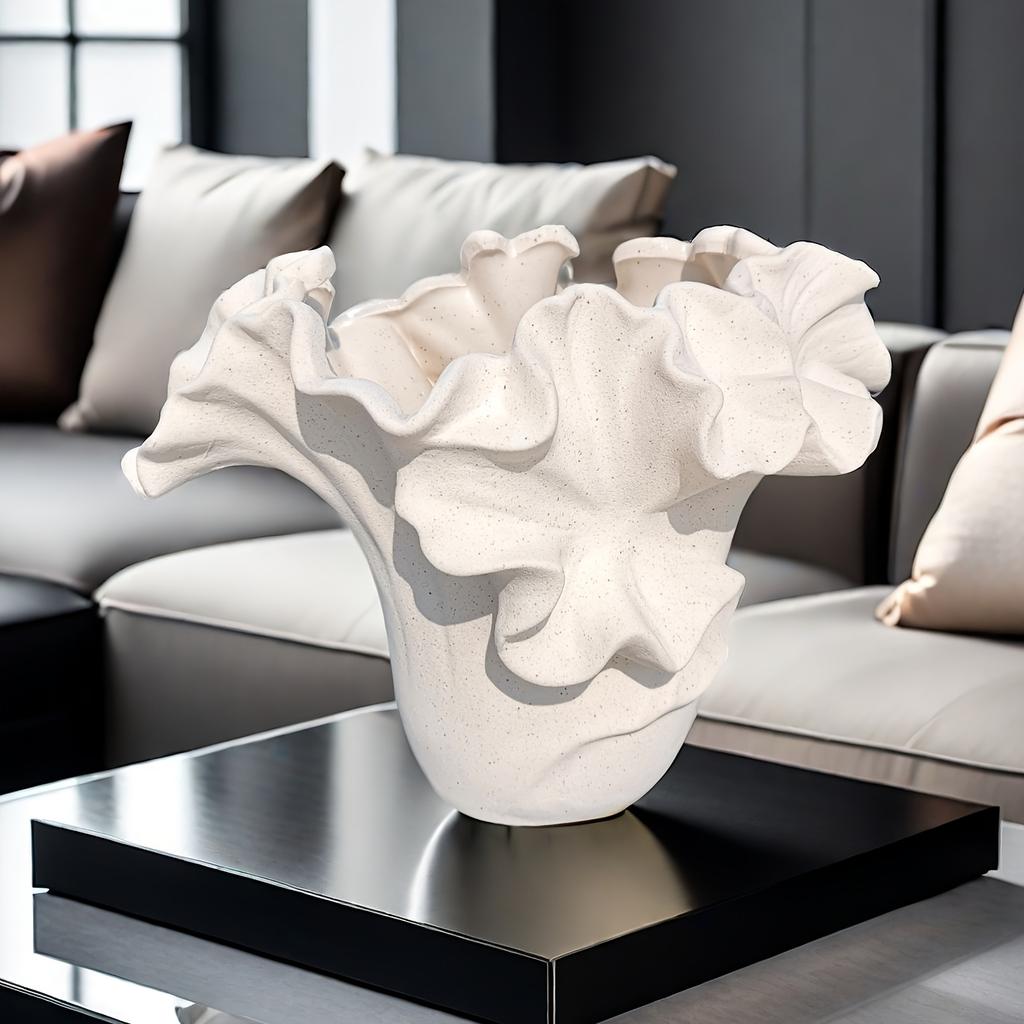 Modern Luxury Handmade Ceramic Vase with Floral Rim for Home Hotel Decoration Hydroponic Dried Flower Art