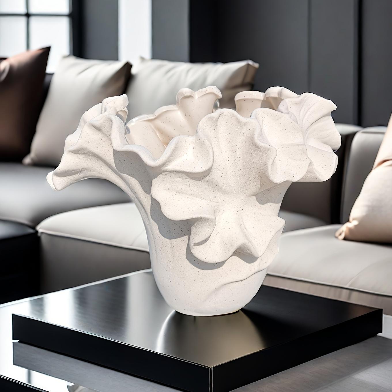 Vaso Moderno di Lusso in Ceramica Fatto a Mano con Bordo Floreale per Decorazione Casa Hotel Idroponica Fiori Secchi Arte