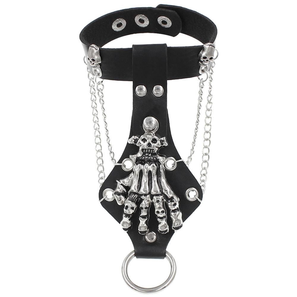 2025 Punk Round Style Leather Bracelet Personality Leather Skull Spikes Square Stud Bracelets Bangle