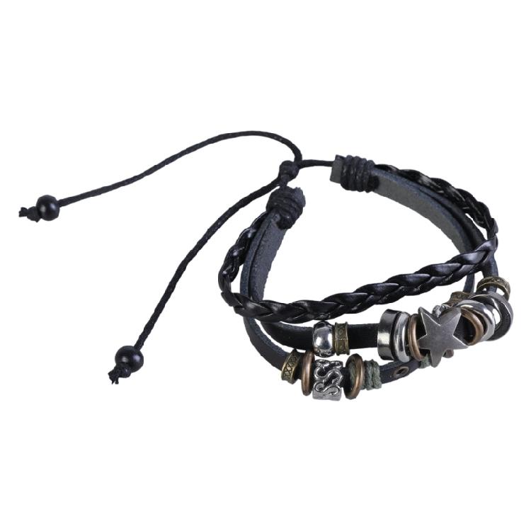 Multi Layer Leather Bracelet Star Beaded Bangle Fashion Woven Bracelet Jewelry