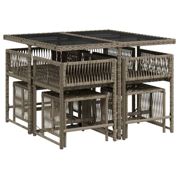 VidaXL 9-Piece Garden Dining Set with Cushions, Table and Folding Back Chairs, Outdoor Patio Furniture 3211496