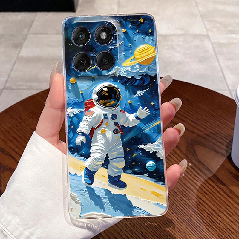 Casing For Motorola Edge 60 Fusion Pro 60s Aesthetic Fashion Cute Cat Astronaut Soft Silicone Back Cover Transparent Phone Case