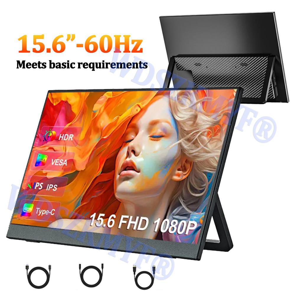 144HZ/60HZ 15,6palcový přenosný monitor 1080P 16:9 Sekundární displej pro mobilní telefon PC Loptop XBox PS4 / 5 Switch Rozšíření