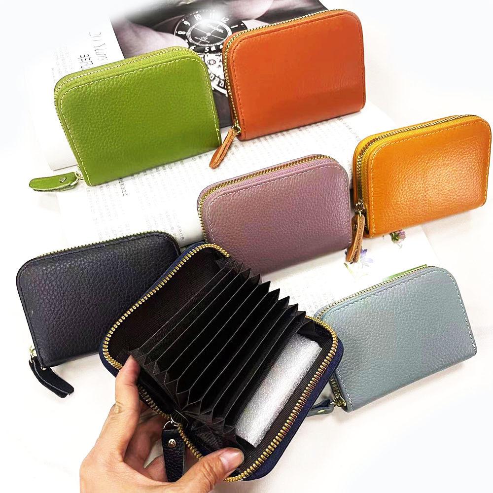 Borsa a mano in pelle, porta carte in organza, portafoglio in pelle di vacchetta nera, motivo litchi, porta carte in vera pelle, borsa porta monete.
