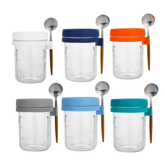 6Pcs Overnight Oat Containers with Lids Food Grade BPA Free Heat-Resistant Glass Mason Jars Airtight Leak-Proof Overnight Oats Jars