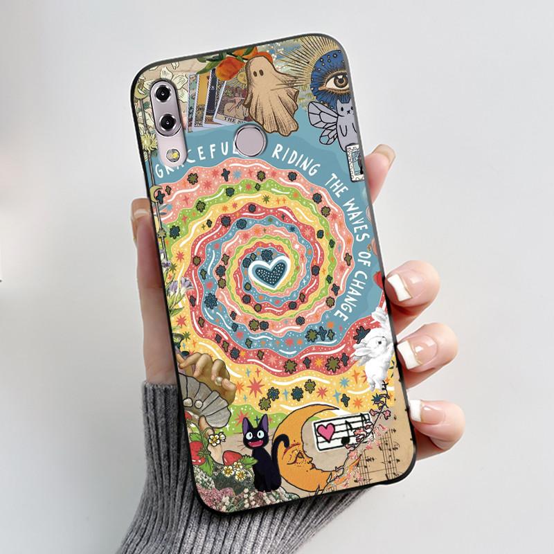 Case For Asus ZenFone 5 5z ZS620KL ZE620KL Capa Coque Cute Cartoon Printing Shell Protective Cover Soft Silicone Black Casing