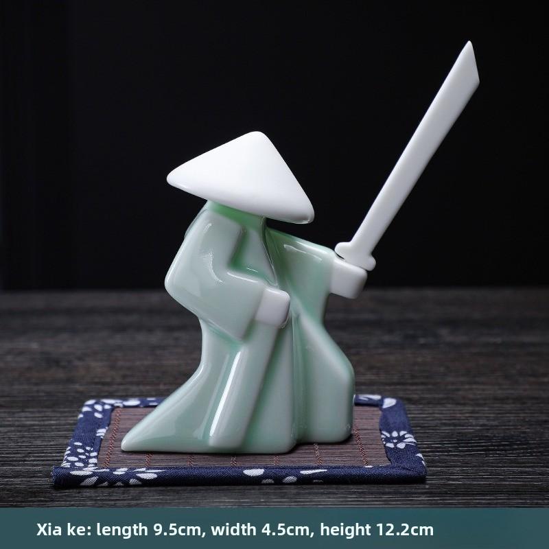 Creative Ceramic Jianghu Warrior Incense Burner Ornament New Chinese Style Home Indoor Blocky Samurai  Sandalwood Incense Holder