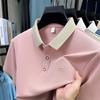 Designer Brand Silk Cotton Short Sleeve Polo Shirt Summer Korean Casual Men's T-shirt Fashion Embossed Soft Breathable Top