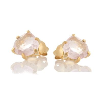 [R5648] - Silver Earrings 'Meghan' Quartz Rose Gold - 8x8 Mm