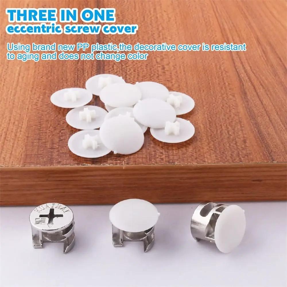 

100 PCS Self-tapping Screws 17mm Plastic Nuts Bolts Covers White 3 in1 Screw Cap Exterior Protective Caps Screws Head 1