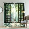 2PCS Digital Printed Curtains, Bamboo Forest Broken Window View Nature, Window Curtains for Living Room Bedroom Home Decoration