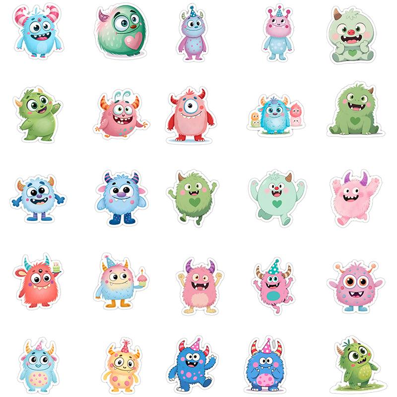 50PCS Cartoon Big-eyed Animals Monster Stickers Child DIY Luggage Journal Skateboard Diary Helmet  Skateboard Decoration Decals